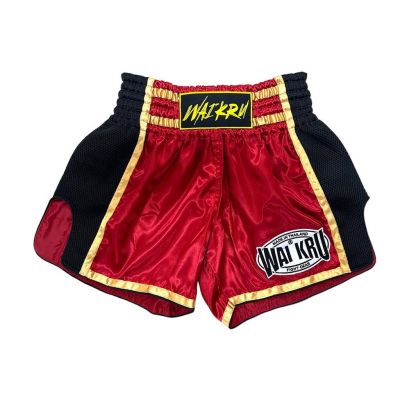 Wai Kru Muay Thai Retro Shorts SM-3 Rojo-Negro